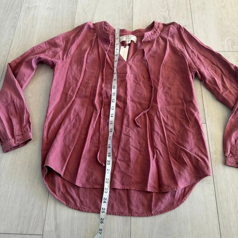 Anthropologie Cloth & Stone Becky Blouse Tencel Mauve Tunic Top Size S